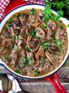 Skillet Beef Marsala is a low carb dinner that can also be served over rice or noodles