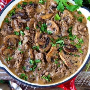 Skillet Beef Marsala is a low carb dinner that can also be served over rice or noodles