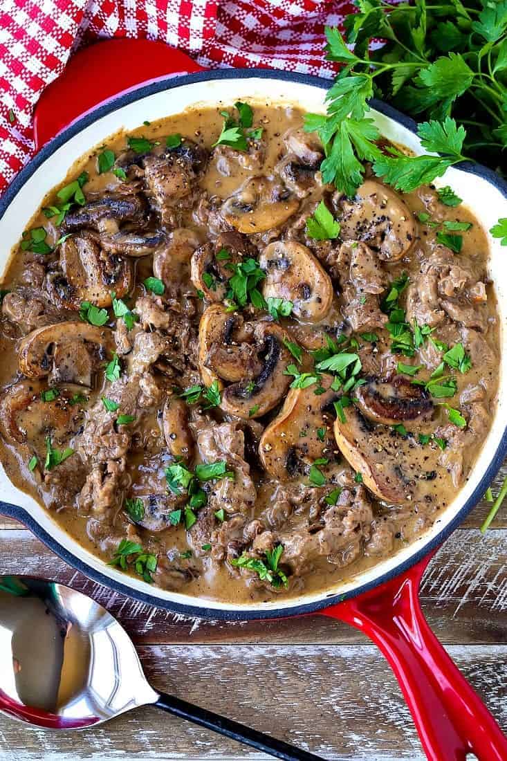 Skillet Beef Marsala is a low carb dinner that can also be served over rice or noodles