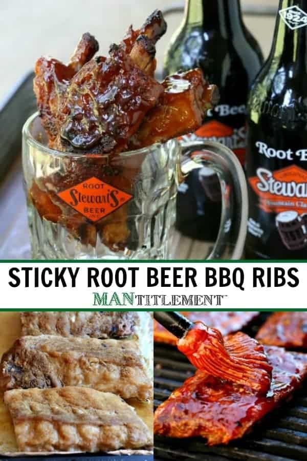 Sticky Root Beer BBQ Ribs in a root beer mug