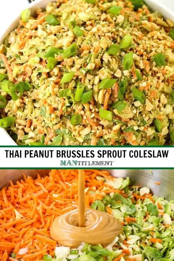 Thai Peanut Brussels Sprout Coleslaw is a coleslaw recipe with a peanut flavor