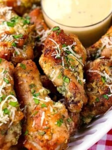Garlic Parmesan Chicken Wings with dressing on the side