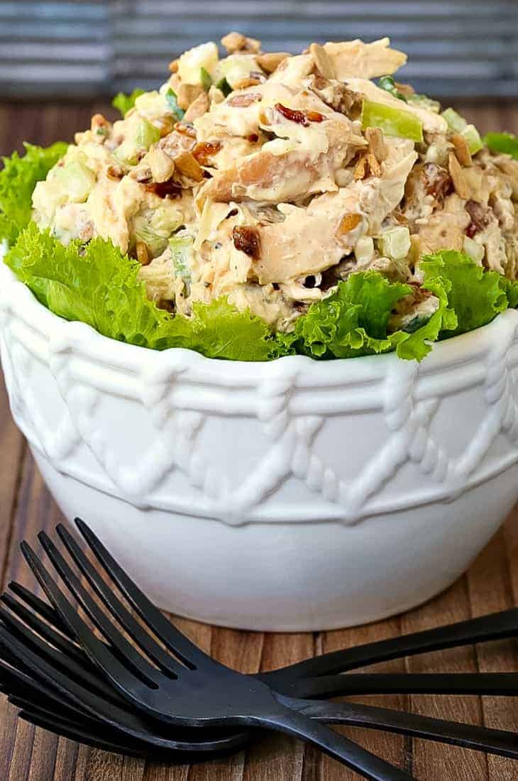 Caramelized Onion Chicken Salad is sweet and creamy with a bit of crunch! Sweet, caramelized onions takes this chicken salad over the top! Make this Caramelized Onion Chicken Salad for lunch, dinner or even brunch!