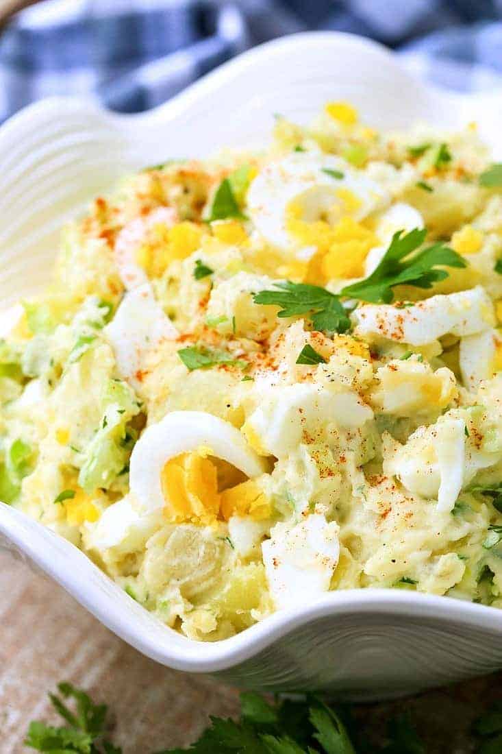 Classic Potato Salad is an all-time favorite side dish! A creamy, tangy, super flavorful potato salad that's perfect every time you make it! Classic Potato Salad is a recipe made with potatoes, hard boiled eggs and celery