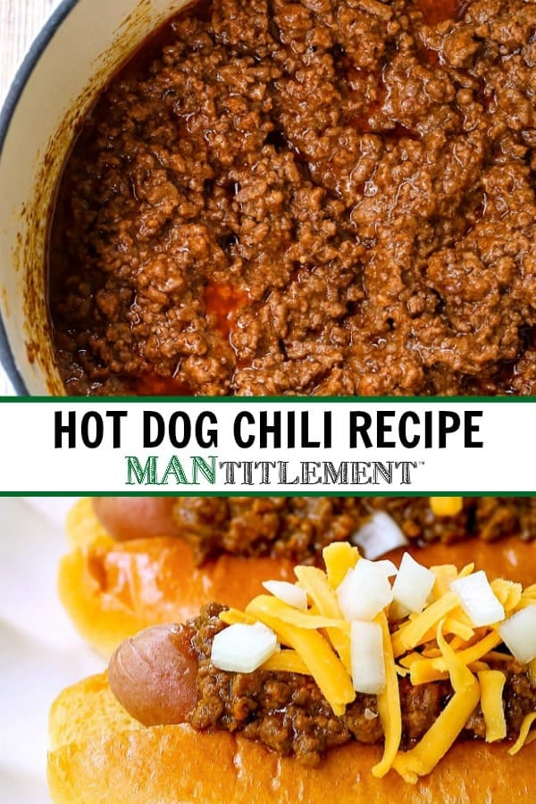 Hot Dog Chili Recipe collage for Pinterest