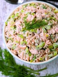 Salmon salad Recipe is a salmon recipe with mayonnaise, dill and celery