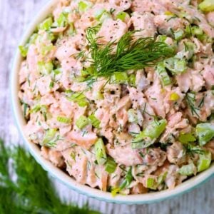 Salmon salad Recipe is a salmon recipe with mayonnaise, dill and celery
