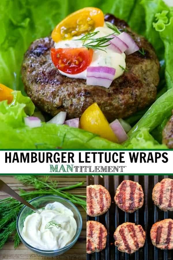 Hamburger Lettuce Wraps collage of pictures for pinterest