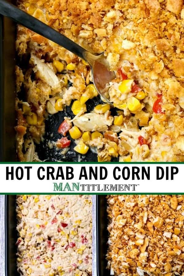 Hot Crab and Corn Dip collage for Pinterest