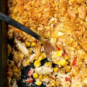 Hot Crab and Corn Dip is an easy appetizer recipe made with corn, crab and peppers