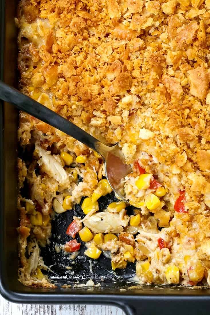 Hot Crab and Corn Dip is an easy appetizer recipe made with corn, crab and peppers