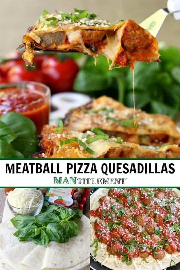 Meatball Pizza Quesadillas are a quesadilla recipe made with store bought meatballs