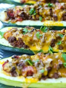 Beefy Taco Zucchini Boats are a zucchini recipe stuffed with beef and cheese