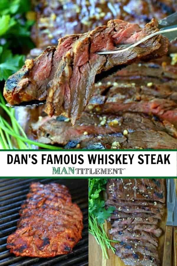 Dan's Famous Whiskey Steak is a flank steeak recipe that has been marinated