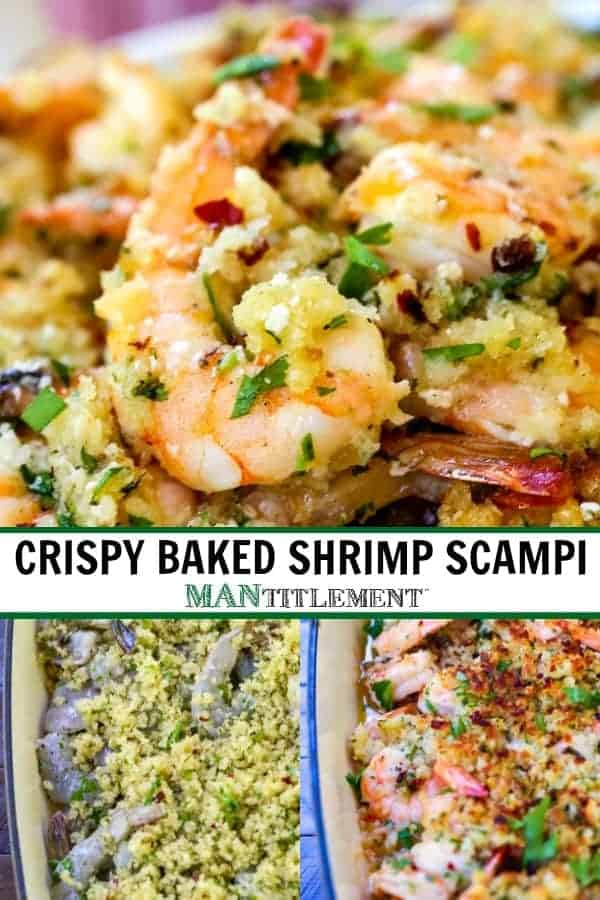 crispy baked shrimp scampi recipe collage for pinterest