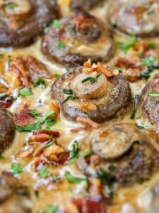 mushrooms with bacon in a cream sauce