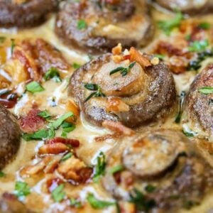 mushrooms with bacon in a cream sauce