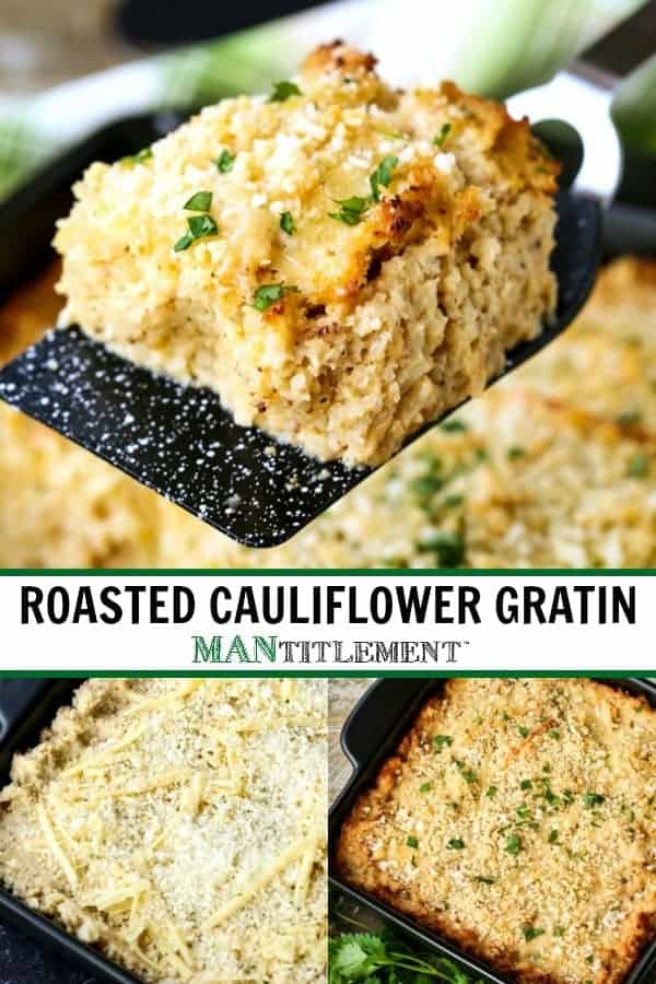 parmesan roasted cauliflower gratin collage for pinterest