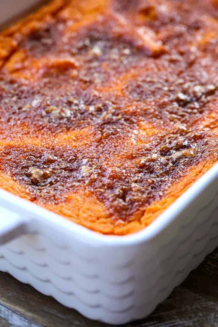 Carrot Soufflé with brown sugar on top