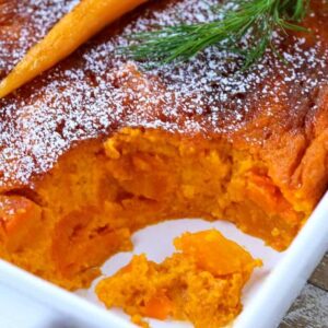 carrot souffle recipe with scoop taken out