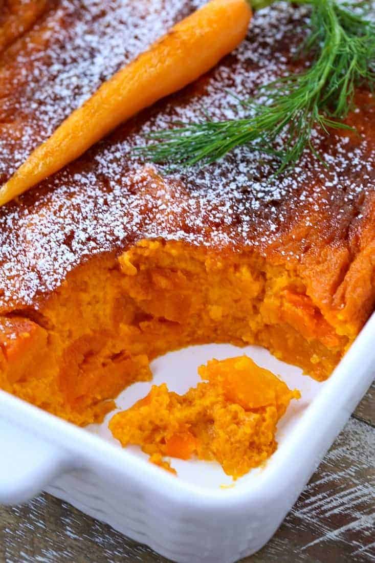 carrot souffle recipe with scoop taken out