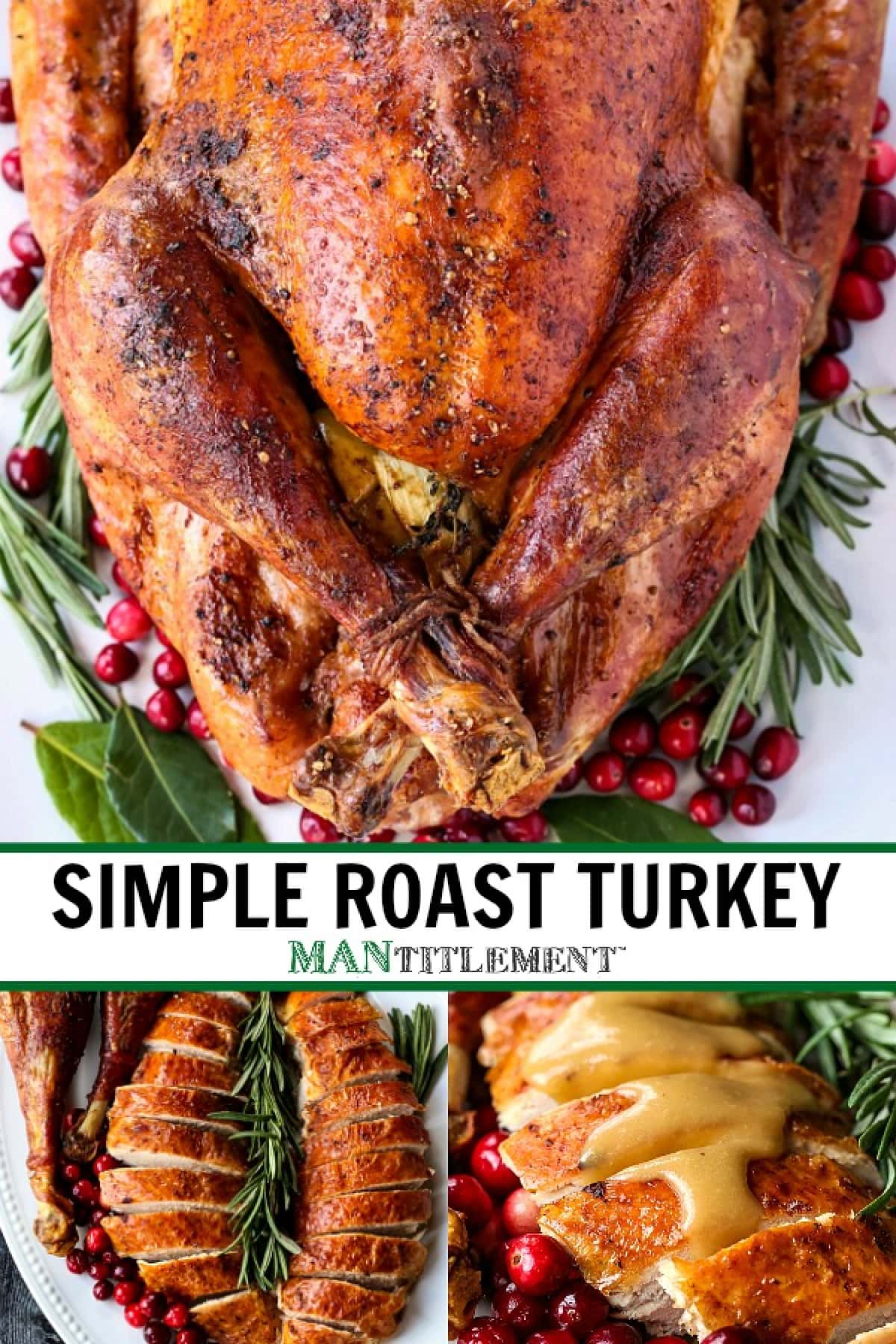 whole roast turkey recipe collage for pinterest
