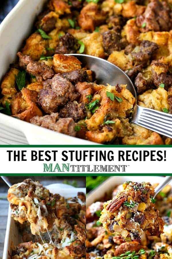 We've got The BEST Stuffing Recipes for your Thanksgiving dinner! Everything from sausage stuffing to vegetarian stuffing right here for you! stuffing recipe collection for pinterest