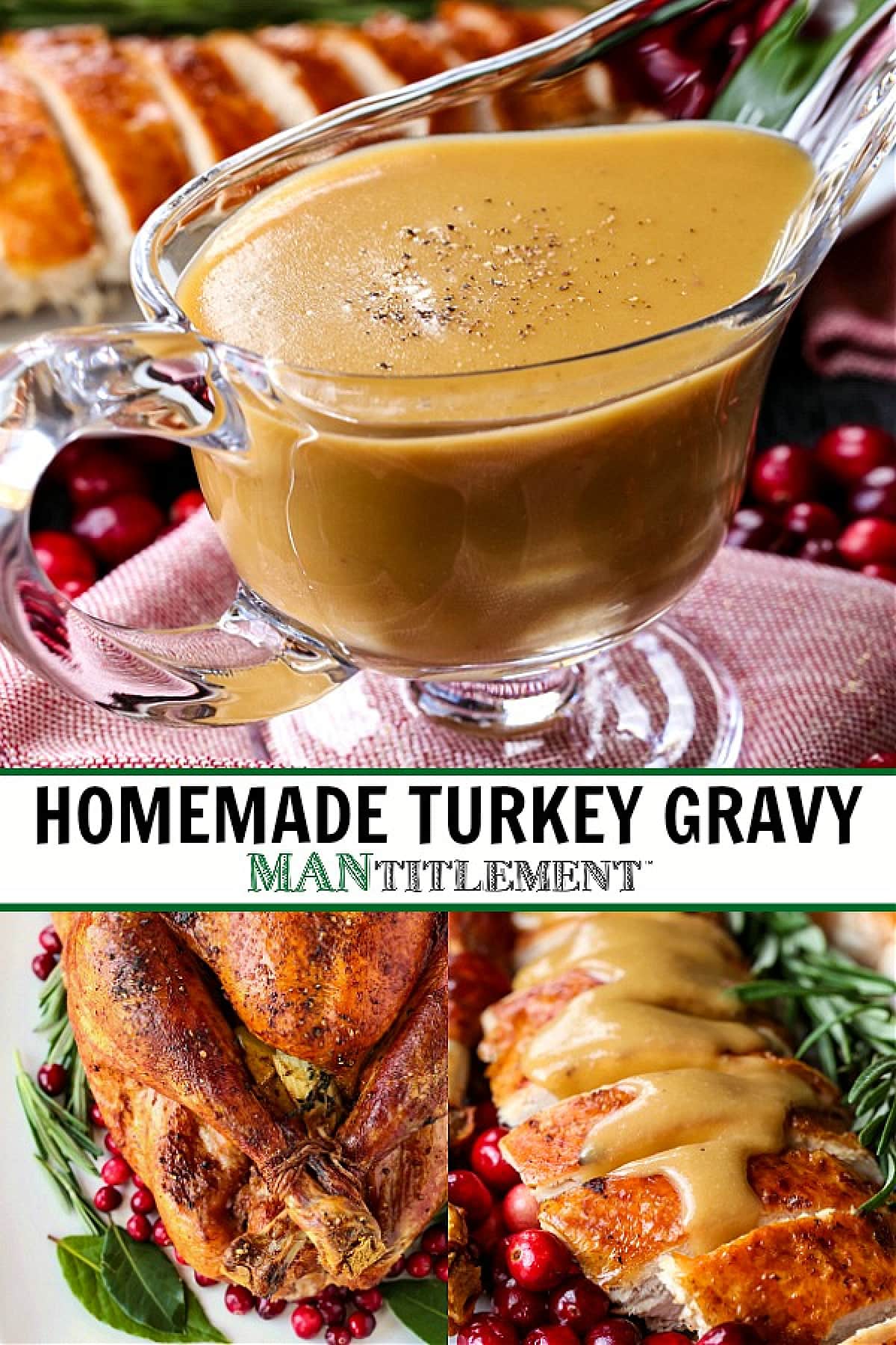pinterest pin for turkey gravy with drippings recipes