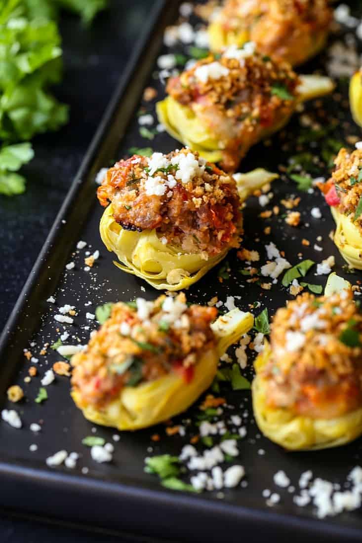 Sausage Stuffed Artichoke Hearts - Mantitlement