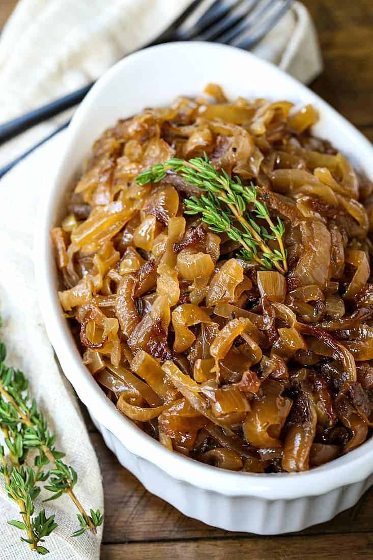 caramelized onions with fresh thyme
