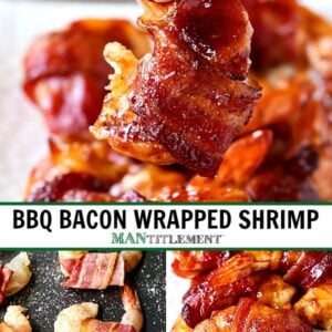 bacon wrapped shrimp with a bbq glaze
