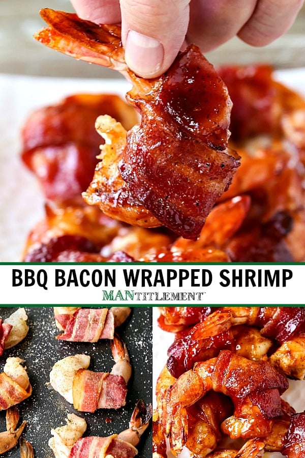 bacon wrapped shrimp with a bbq glaze