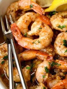 garlic butter shrimp recipe in a bowl