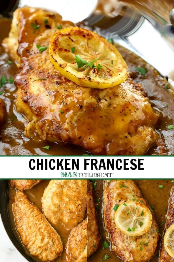chicken francese recipe collage for pinterest