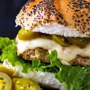 Jalapeño Turkey Burgers are mildly spicy and topped with pepper jack cheese