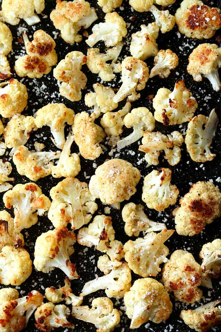 Parmesan Roasted Cauliflower on a sheet pan