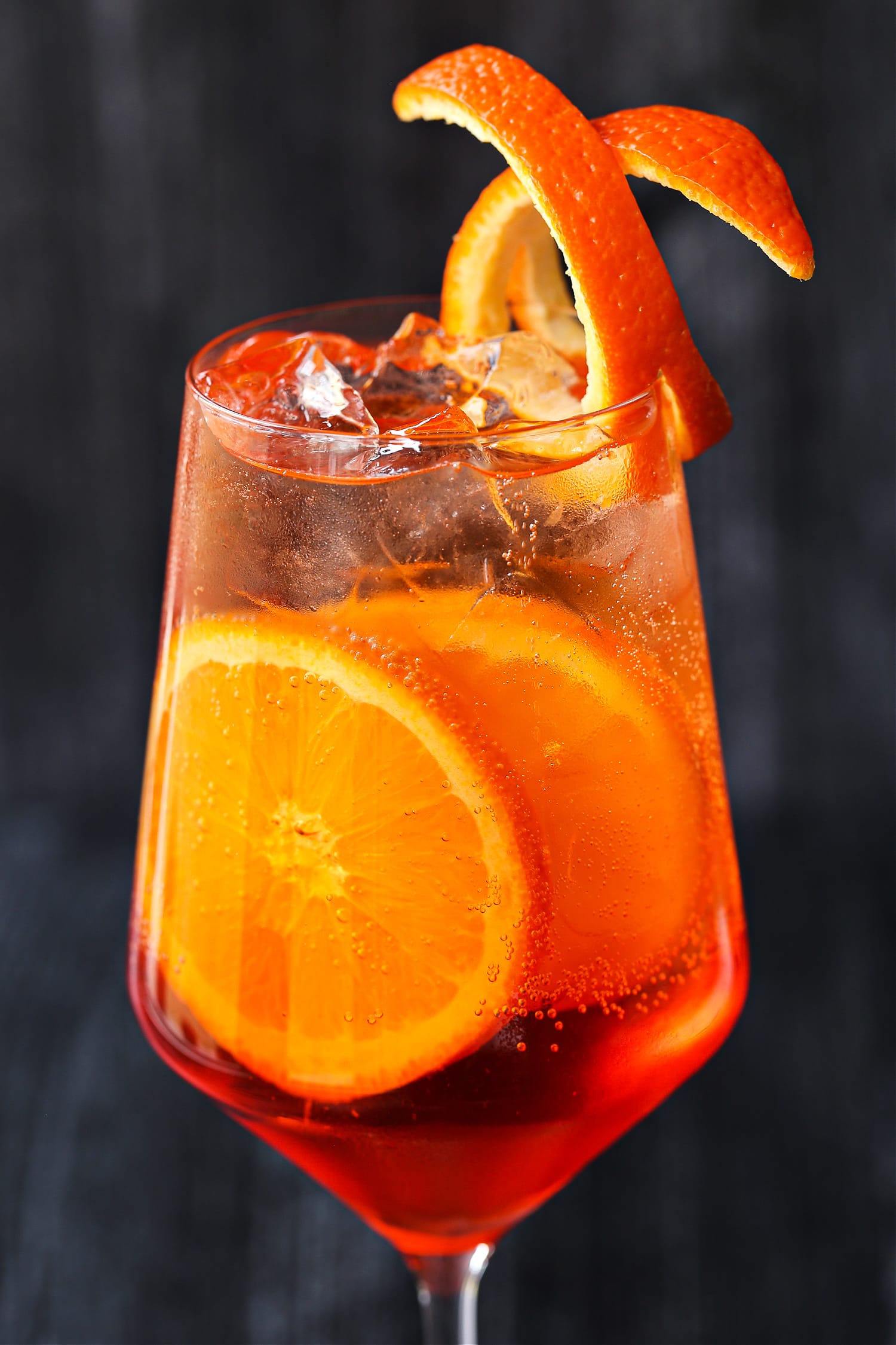 close up of aperol spritz cocktail