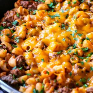 Cheeseburger Pasta Skillet dinner recipe with only 5 ingredients