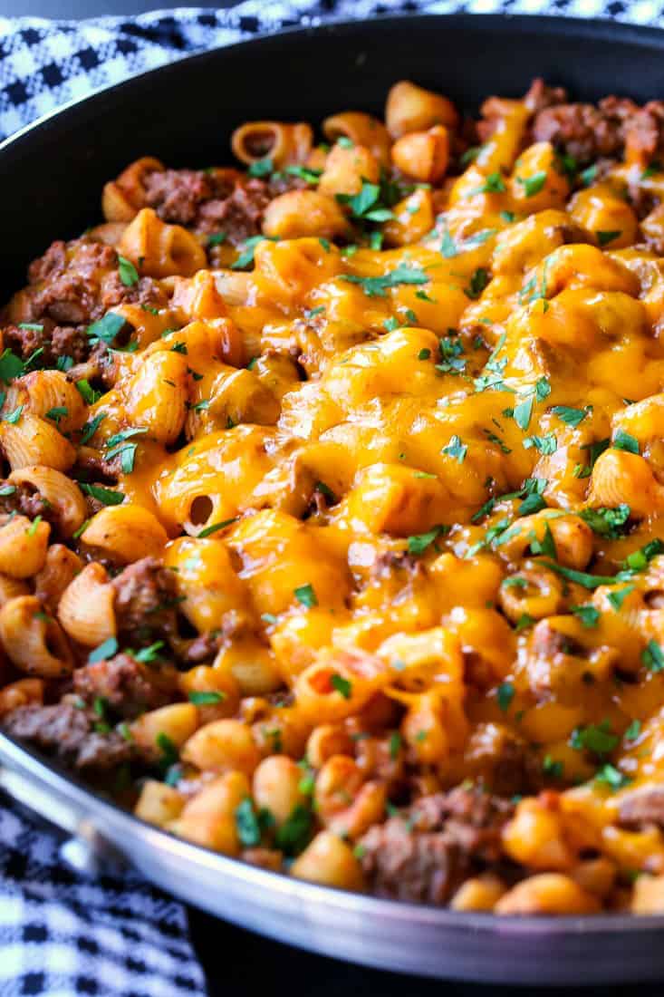 Cheeseburger Pasta Skillet dinner recipe with only 5 ingredients