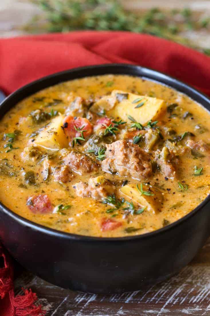 Creamy Potato Soup with Italian Sausage is a comfort food recipe