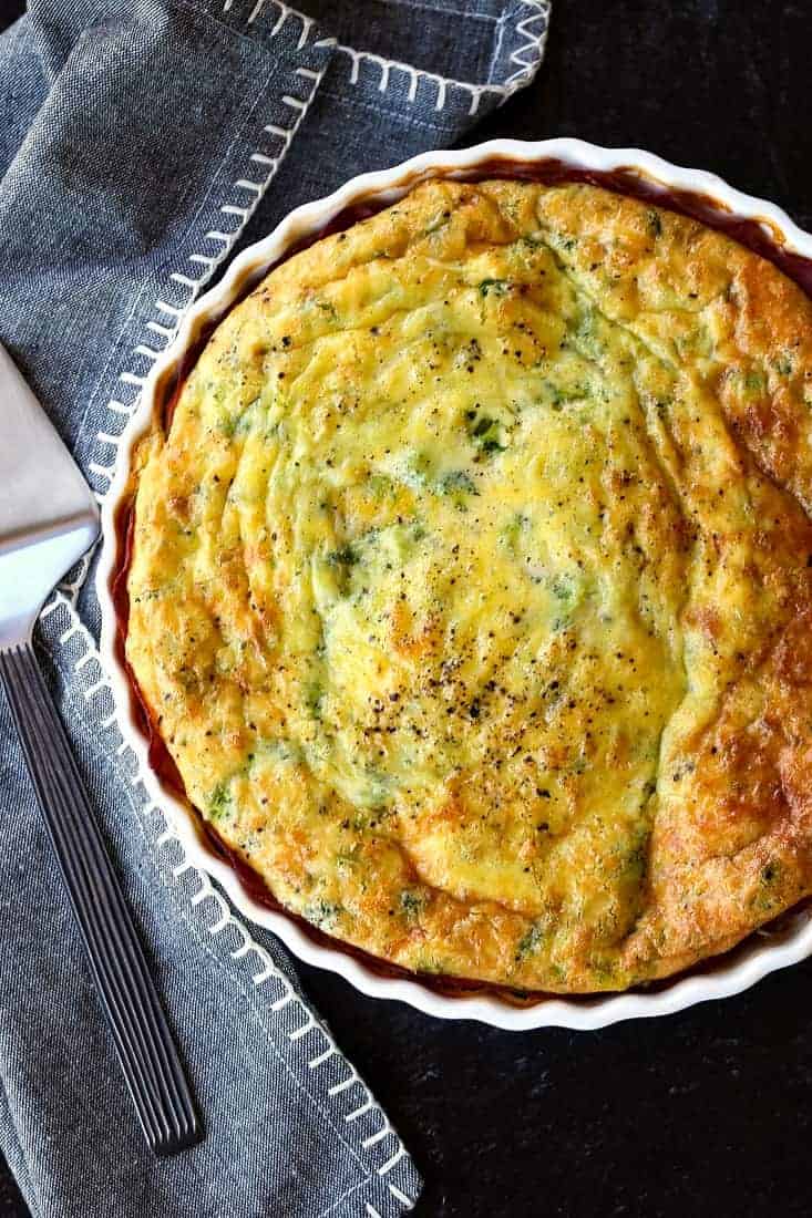 Low Carb Quiche recipe with a napkin and server