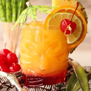 mai tai recipe with decorative garnish