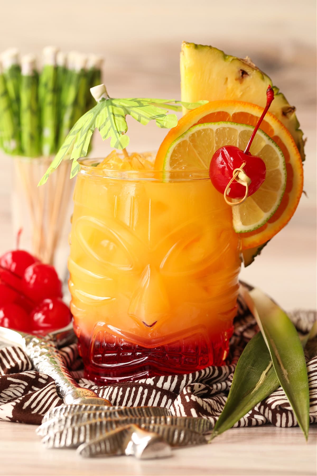 mai tai recipe with decorative garnish