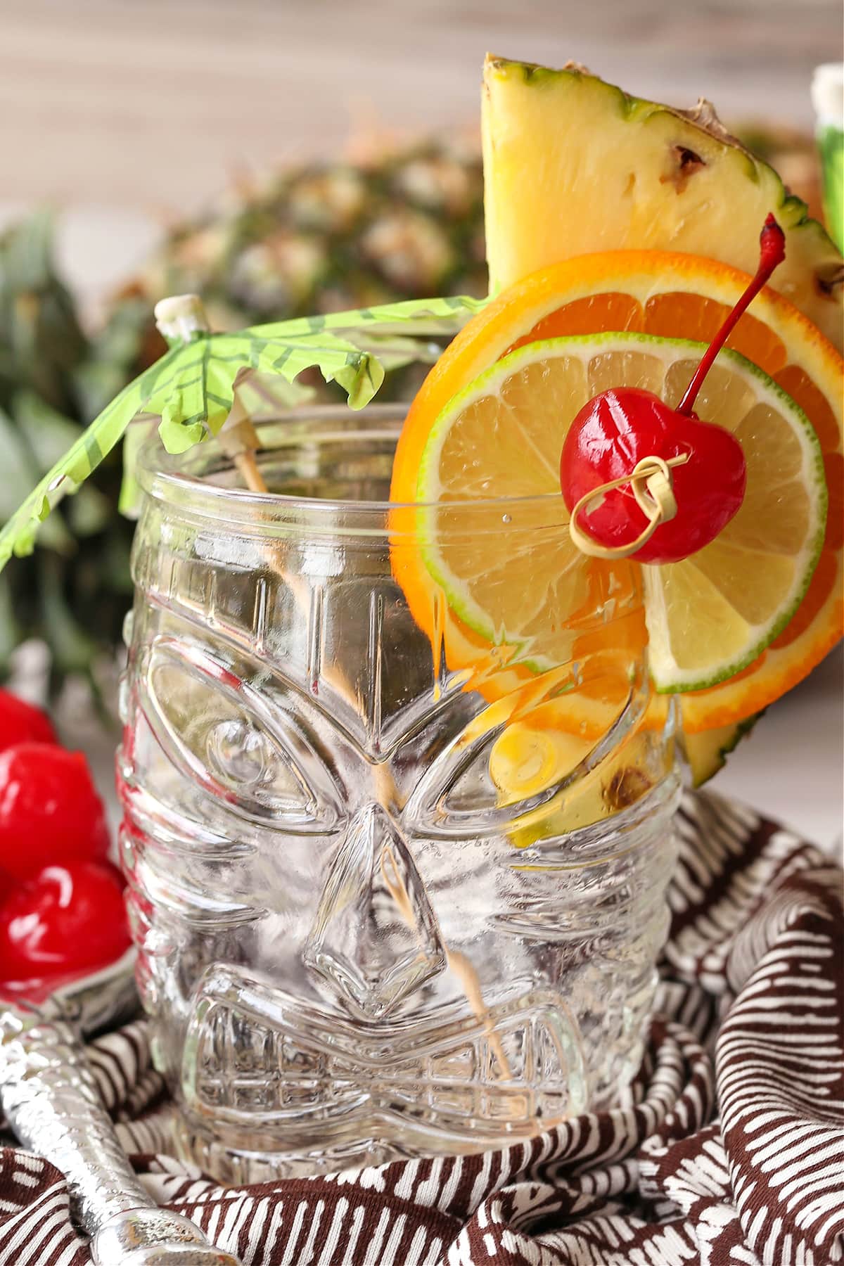 empty tiki glass with garnish