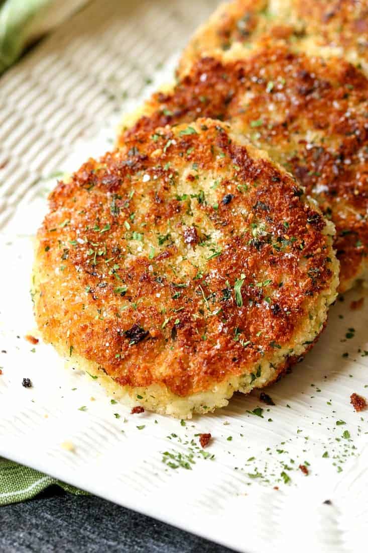 Potato cake recipe on a white platter