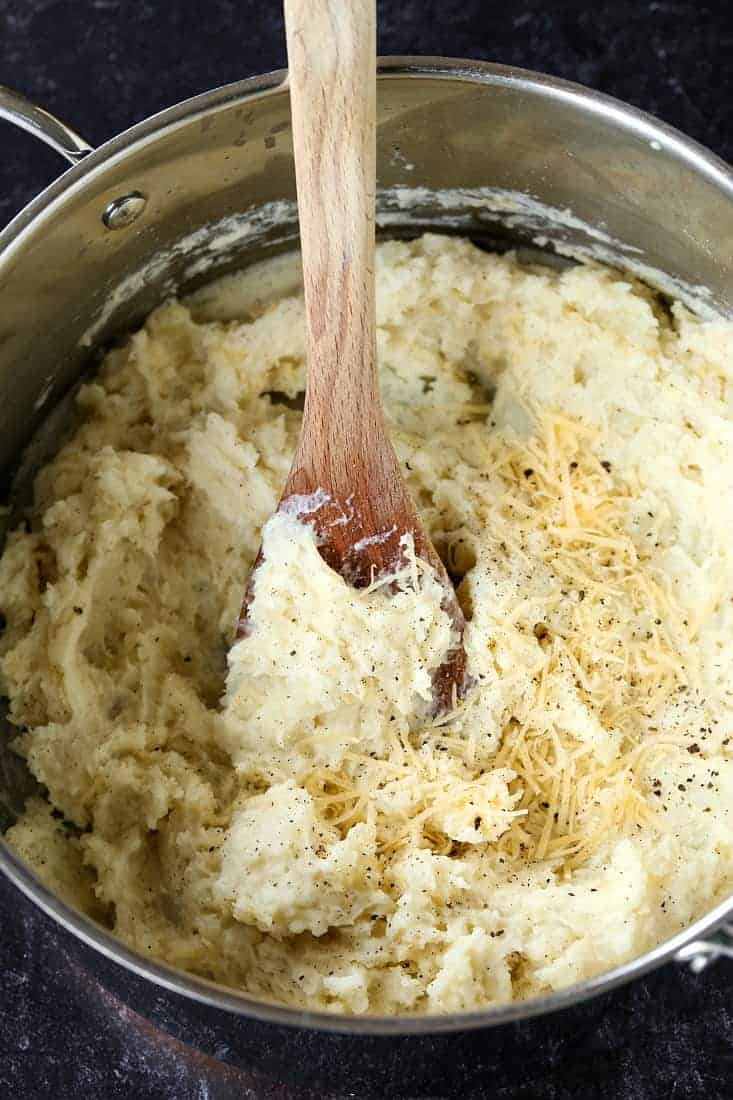Mashed Potatoes in a pot to make potato cakes