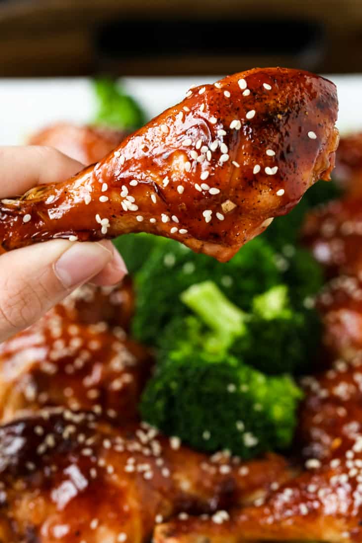 Baked chicken legs recipe with a homemade Asian glaze