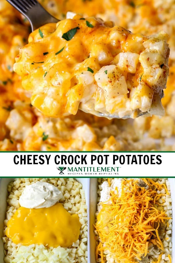 Cheesy Crock Pot Potatoes collage for Pinterest