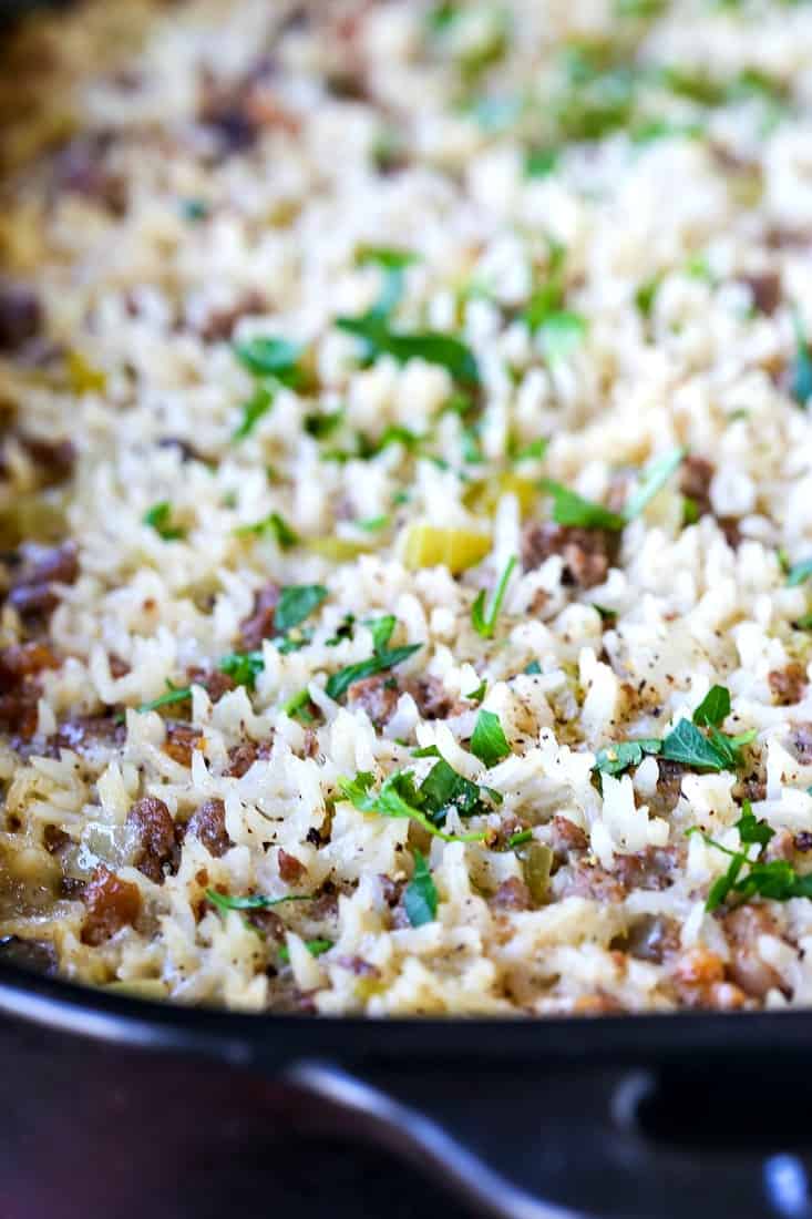 Sausage and Rice Casserole recipe hot from the oven