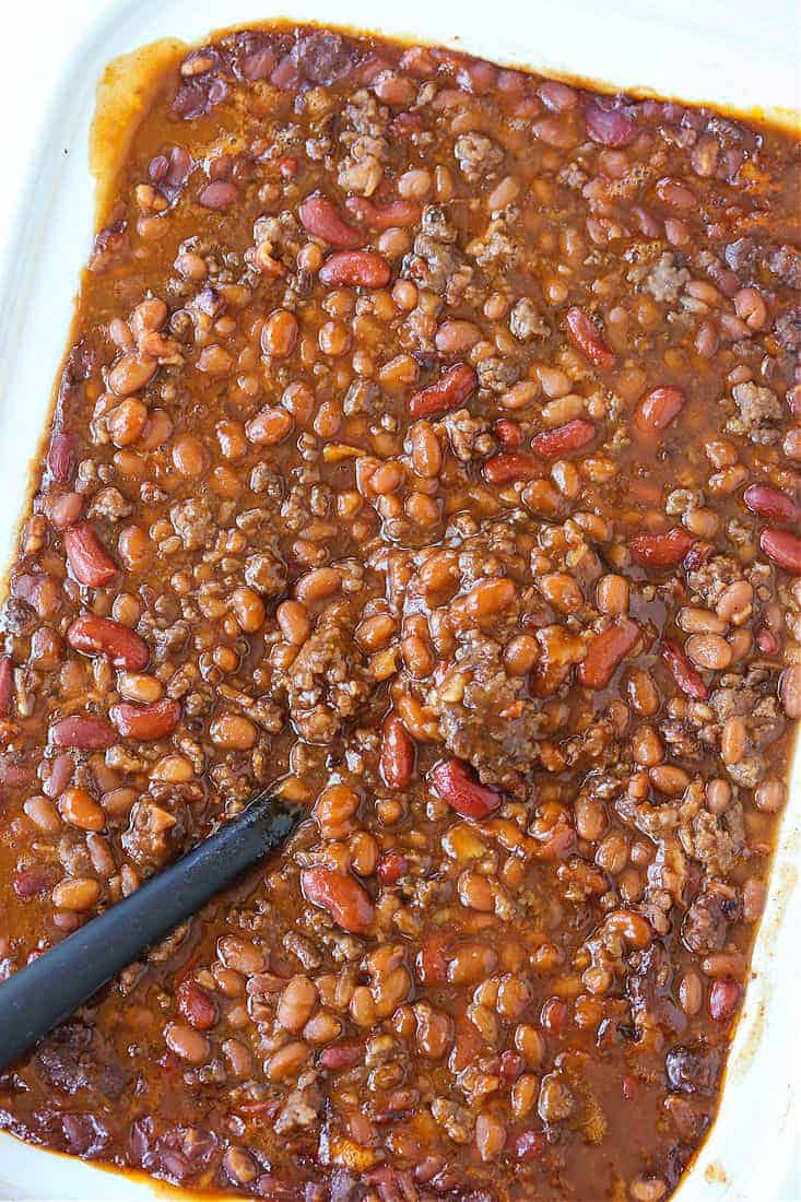 slow cooker baked beans recipe with bacon and ground beef